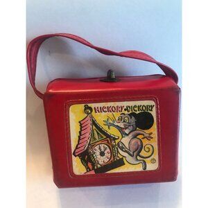 Vtg 1950's Hickory Dickory Little Girl's Red Purse "The Mouse Ran Up The Clock"